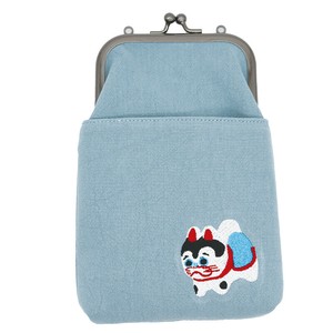 【tottua】がま口 2WAY スマホショルダー 刺繍 犬張り子