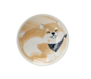 笑いぬ　4.0皿　オレンジ　【日本製】犬のお皿　柴犬