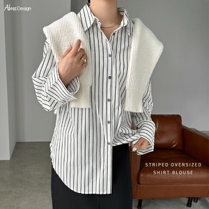 ストライプ オーバーサイズ 長袖 シャツ ブラウス