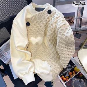 【2024AW】 ニットドッキングスウェット フェイクツーピース ニット トレーナー 秋 冬 カジュアル