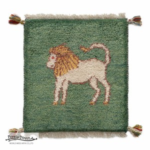 ギャッベ　HAJI作　ペルシャ　イラン　オーガニックウール　絨毯　ラグ　座布団　41×45cm　MSH15221_GR