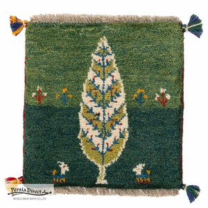 ギャッベ　HAJI作　ペルシャ　イラン　オーガニックウール　絨毯　ラグ　座布団　39×40cm　MSH15401_GR