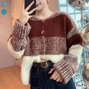 ボーダーグラデーションカーディガン トグルボタン ニット   秋 冬   EH2493【2024AW】