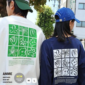 ロゴ フラワー イラスト プリント 長袖 Tシャツ