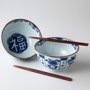 【お取り寄せ商品】藍染工房軽量吉祥5.0丼ペア 【美濃焼】