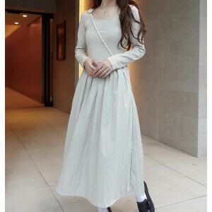 Casual Dress Mixing Texture Spring Docking Dress Switching