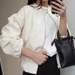 Blouson Jacket Puffy Jacquard Zip Blouson