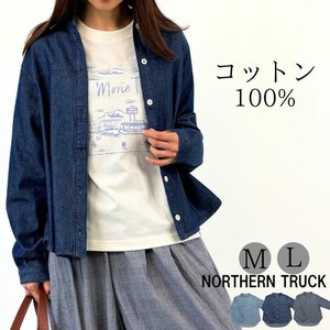 Button Shirt/Blouse Long Sleeves Tops Denim 100% Cotton [2024 Autumn]