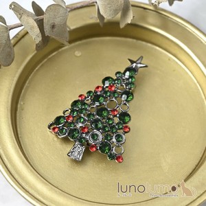 クリスマス ブローチ クリスマスツリー キラキラ ラインストーン 星 黒 ブラック プレゼント BR