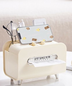 《 aimoha home 》ティッシュケース おしゃれ ティッシュボックス スマホ立て 収納 リモコン 小物