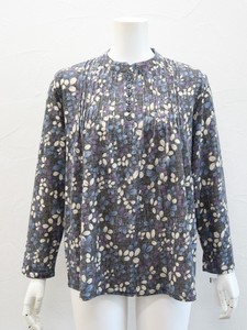 T-shirt Pintucked Long Sleeves Floral Pattern