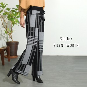 【SALE】大判チェック柄ニットパンツ♪