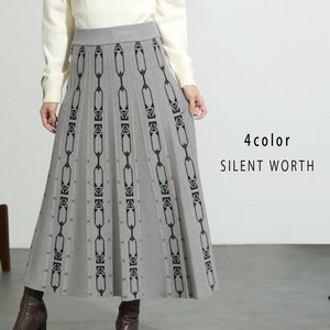 【SALE】チェーン柄ニットフレアスカート♪
