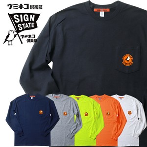 SIGN STATE ウミネコ俱楽部 ポケット付き「オレンジロゴ」ロングTシャツ