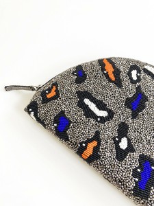 【Swaraj 】レオパード柄 手刺繍POP LEO ROUND クラッチ
