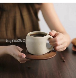 ◆◆大人気◆◆INSスタイル ラテカップ 240ml 中国の風 コーヒーカップソーサー レトロ 木皿付き シンプル