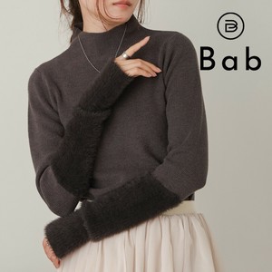 【SALE】再入荷：袖シャギーハイネックニットトップス◇袖の途中から切り替えたシャギーが目を惹くニット