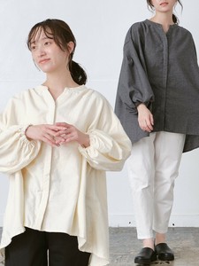 キーネックブラウス　綿ネル起毛　3色　M