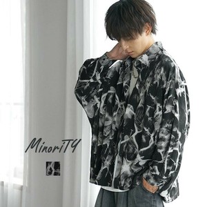 [MinoriTY] Button Shirt Dolman Sleeve Floral Pattern