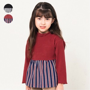 Kids' 3/4 Sleeve T-shirt Stripe Long T-shirt High-Neck A-Line Switching