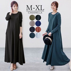 【M L XL 7色】長袖マキシワンピ