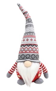 クリスマス【置物】ノルディックサンタM　グレー＆レッド