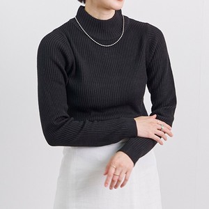 ハイネックリブニット　AW　長袖　オフィス　シンプル　無地　12G　アクリル