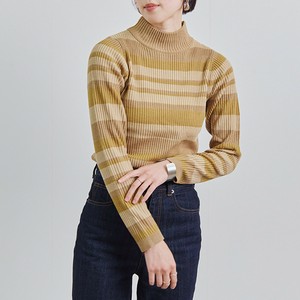 カラーマルチボーダー　ハイネックリブニット　AW　長袖　ボーダー　カラフル　レトロ