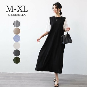 【M-L】カジュアルにもフェミニンにも仕上がるドッキングワンピース。
