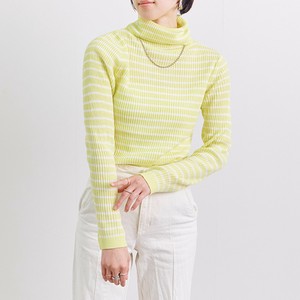 ライトカラーボーダー　タートルネックリブニット　AW　ペール　ミルキー　ハイネック　パステル