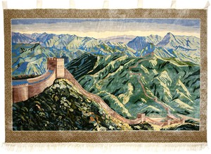 中国シルク 壁掛 タペストリー 万里の長城 約120×180cm