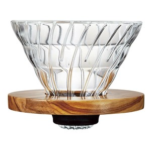 HARIO ハリオ V60 耐熱ガラス透過ドリッパー 1〜4杯用 オリーブウッド VDGR-02-OV