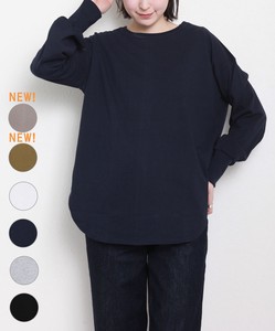 【each　新色＆再入荷】NEW着丈登場♪袖絞り丸首ラウンド裾Tシャツ　長袖《人気》2024AW　ロンT　each東京