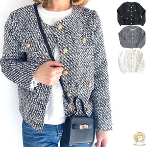 Jacket Tweed Collarless jacket Tweed jacket [A/W]