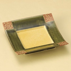 四方錆織部四角皿　日本製 美濃焼 和食器