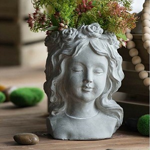 ガーデンインテリア・プランター・ロングヘア胸像