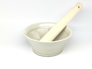 元重製陶所　すり鉢専門メーカーが作る離乳食にも使えるすり鉢 直径13cmすりこぎセット 白
