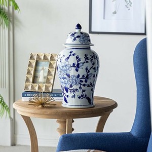シノワズリ・壺・磁器・WH/BL ホワイト ブルー