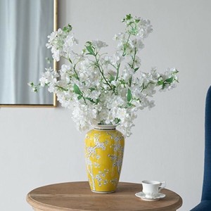 シノワズリ・花瓶・磁器・縦型 イエロー