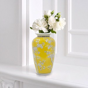 シノワズリ・花瓶・磁器・縦型 イエロー