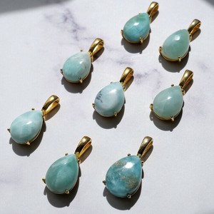 Gemstone Pendant Natural Stone Top Stainless Steel Pendant Drop Made in Japan