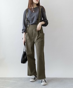 サイドビックポケットサロペットパンツ/サロペットパンツ/ビッグポケット/肩紐取り外し可能/大きいサイズ