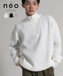 《 aimoha neo 》ハーフジップニット メンズ セーター ハーフジップ シンプル プルオーバー