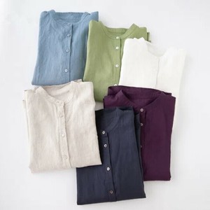 Button Shirt/Blouse Ladies fashion Round Neck