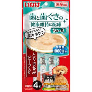 [いなばペットフード]いなば　ちゅーる　歯と歯ぐきの健康維持に配慮　とりささみ　ビーフ入り14g×4P