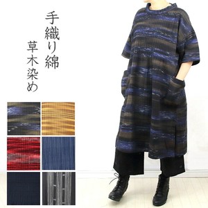 タイ 手織り綿 ジョムトン ピンタック チュニック ワンピース