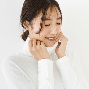 30％オフ【kermu】10651 コットン100％ 接結ねじり襟タートルネックTシャツ