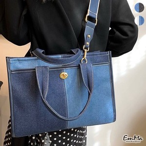 デニムショルダーバッグ 2way ハンドバッグ ツートンカラー 大容量 秋 冬 【2024AW】 WU4048