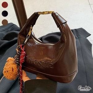 型押しショルダーバッグ PU クマチャーム付き 2way ハンドバッグ 秋 冬 【2024AW】 WU2232