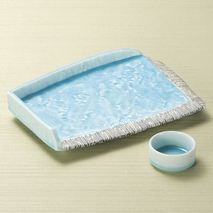 湖水屏風型変形皿・千代口　美濃焼 日本製　刺身鉢　向付